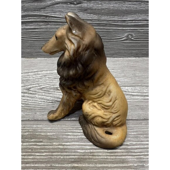 Brown Collie Dog Ceramic Figurine Vintage Retro 4” Figure - Picture 2 of 4